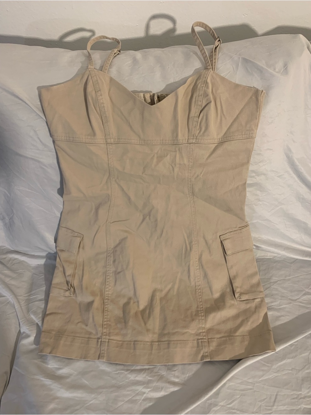Cotton On Beige Mini Dress with Slim Straps